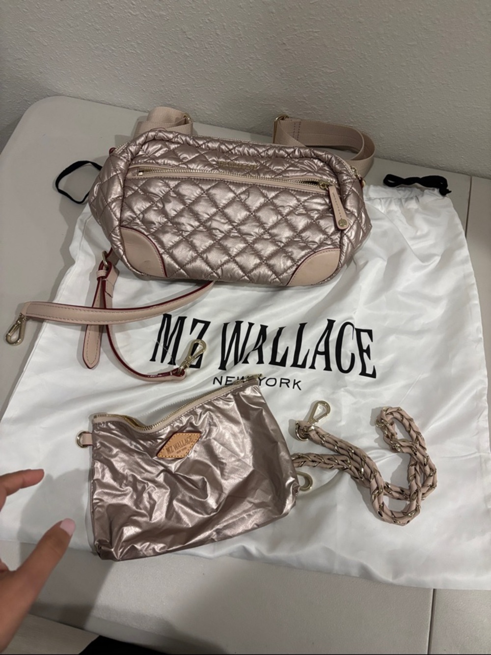 MZ Wallace Crosby Quilted Shoulder or Crossbody Bag - Metallic - Picture 4 of 5